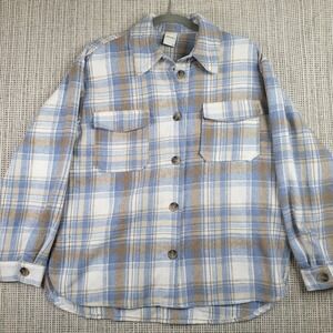 Studio Shirt Mens Medium Plaid‎ Flannel Button Down Shacket Pockets